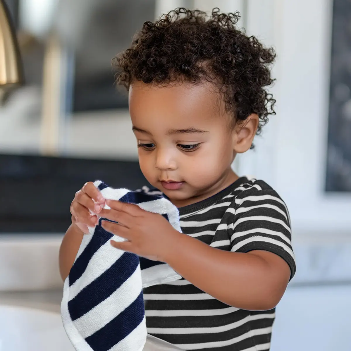 ORIGINAL KIDS Cabana Stripe Wash Cloths - 100% Cotton Set of 12 | 30x30 cm (12x12 Inch) - view 2