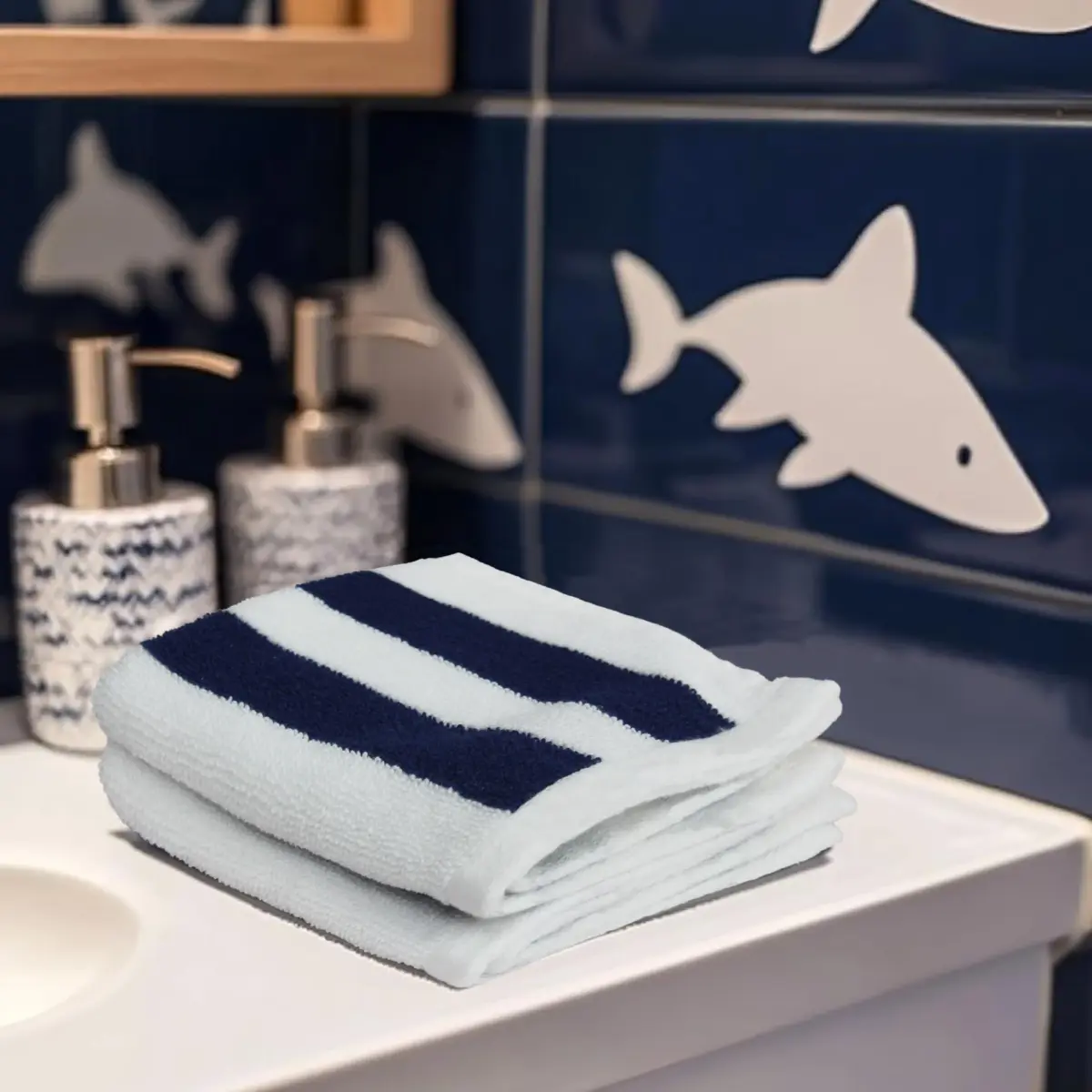 ORIGINAL KIDS Cabana Stripe Wash Cloths - 100% Cotton Set of 12 | 30x30 cm (12x12 Inch) - view 4