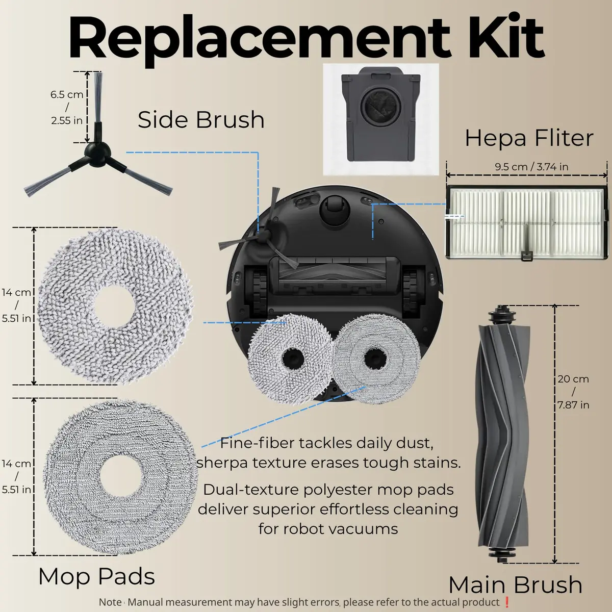 JoyBros Replacement Parts Kit for Dreame L10s Ultra Heat & X30 Ultra Robot Vacuums | 21-Piece Set - view 3