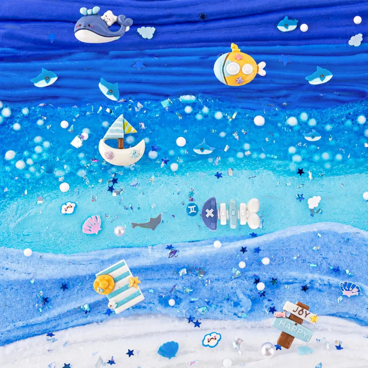 LAWOHO Blue Ocean Slime Kit 360ml (12.17 Fl Oz) | ASTM-Tested Non-Toxic Butter Cloud Crystal Slime - view 3
