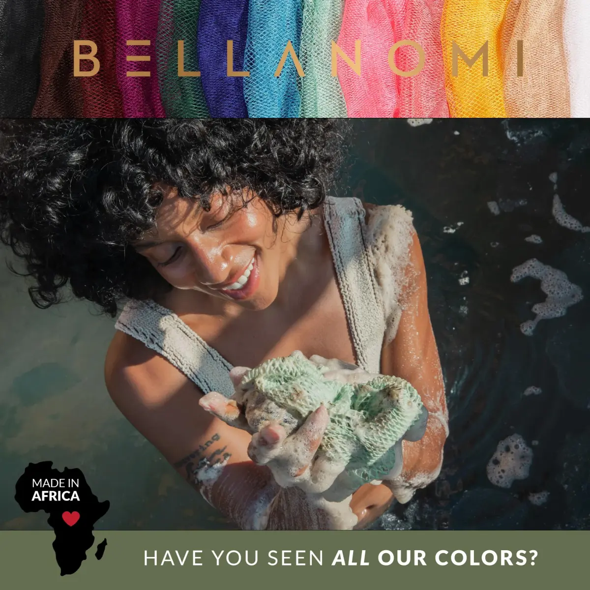 Bellanomi African Exfoliating Net Sponge Emerald Green 114 cm (45 inches) | Authentic Sapo for Deep Exfoliation - view 6