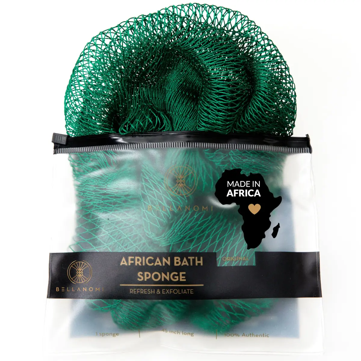 Bellanomi African Exfoliating Net Sponge Emerald Green 114 cm (45 inches) | Authentic Sapo for Deep Exfoliation - view 9