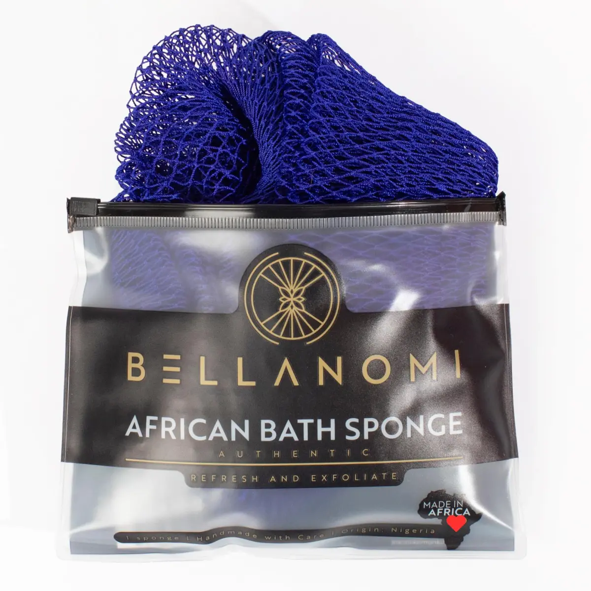Bellanomi African Exfoliating Net Sponge Navy Blue 104 cm (41 inches) | Authentic Sapo Cloth for Back and Body - main product image