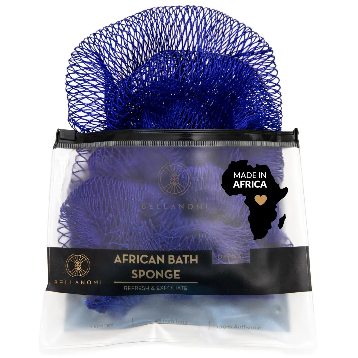 Bellanomi African Exfoliating Net Sponge Navy Blue 104 cm (41 inches) | Authentic Sapo Cloth for Back and Body - view 7
