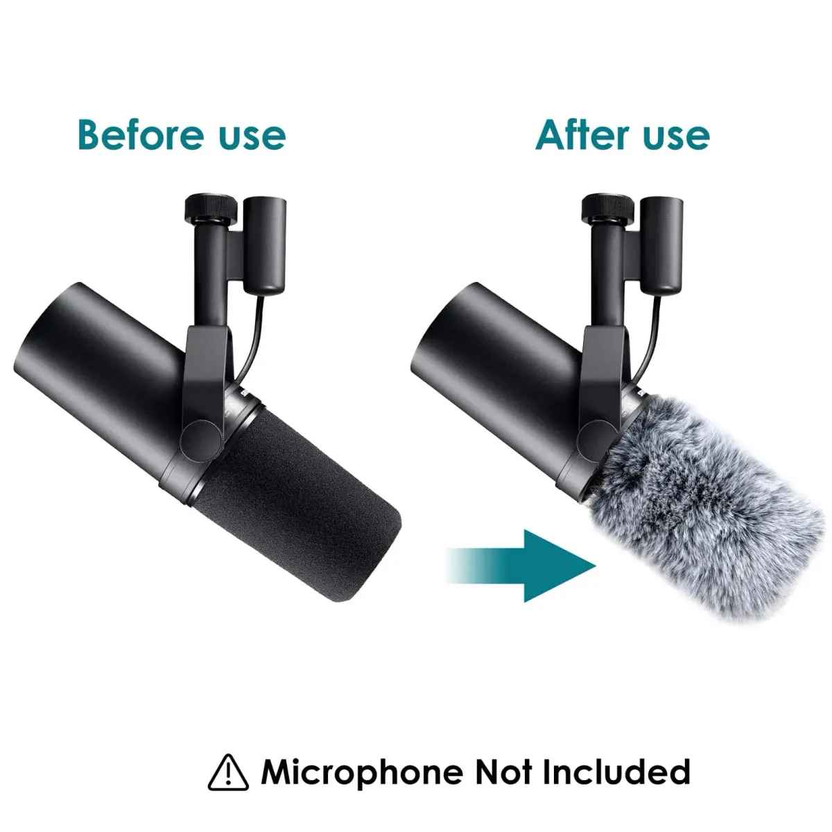 YOUSHARES Gray Furry Windscreen Muff for Shure SM7B Microphones | Reduces Plosives & Wind Noise - view 2