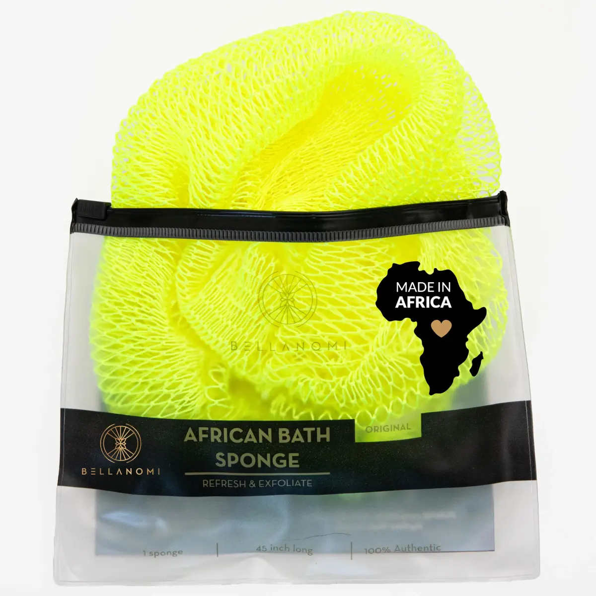 Bellanomi African Exfoliating Net Sponge Lemon 114 cm (45 inches) | Authentic Sapo Back Scrubber - view 7