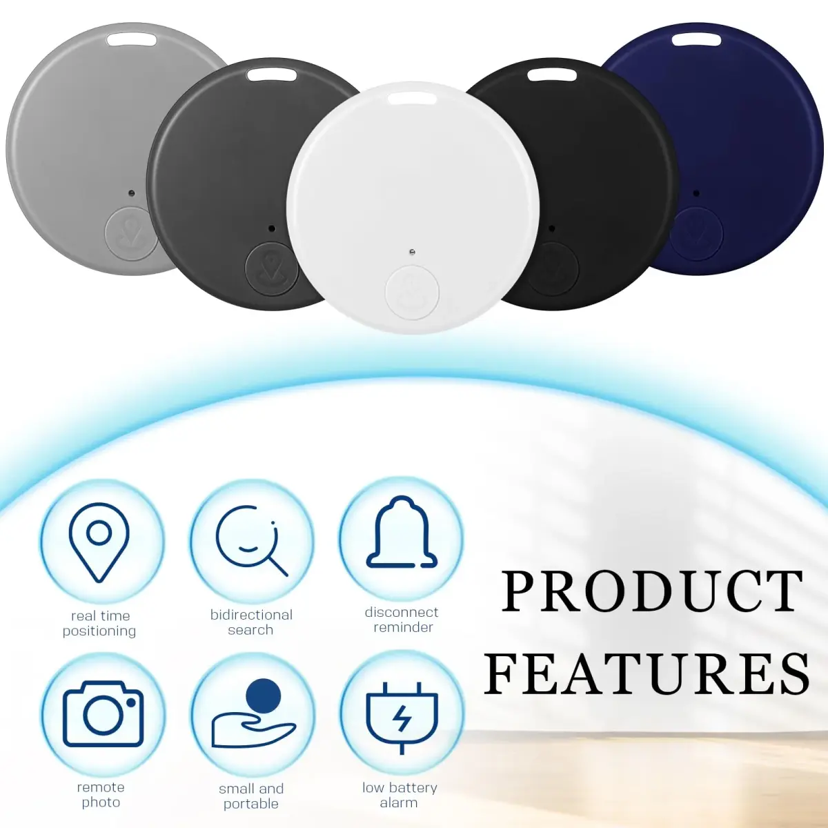 Konohan 5-Pack Item Finder Tag Locator 3.8cm Diameter | Bluetooth Tracker for Keys, Wallets, Bags, Pets - view 2