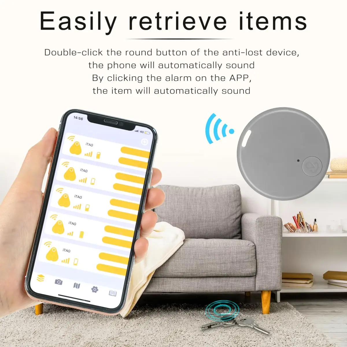 Konohan 5-Pack Item Finder Tag Locator 3.8cm Diameter | Bluetooth Tracker for Keys, Wallets, Bags, Pets - view 4