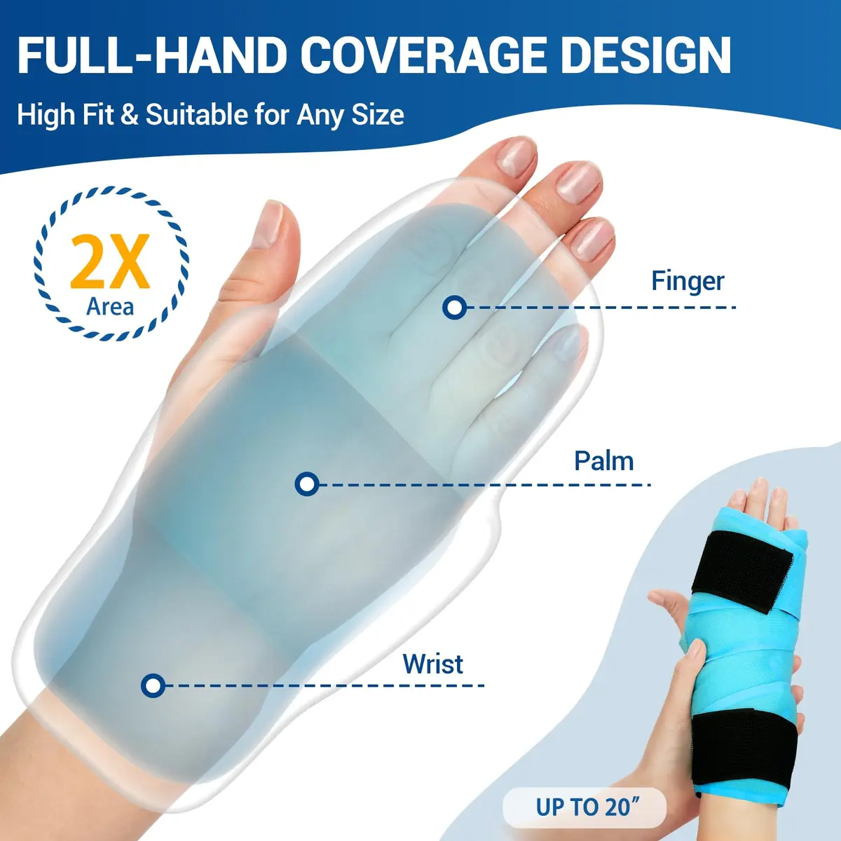 Comfytemp 33" Full Hand Wrist Ice Pack Wrap for Carpal Tunnel Relief | Reusable Cold & Heat Therapy - view 3
