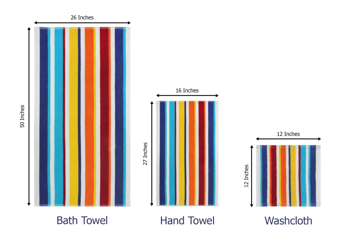 ORIGINAL KIDS 6 Piece Cabana Stripe Cotton Towel Set | 450 GSM Quick-Dry Absorbent - view 3