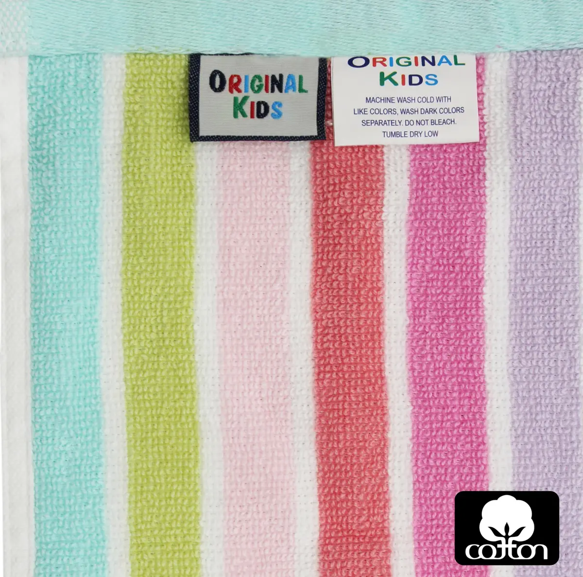 ORIGINAL KIDS 100% Cotton Wash Cloths Set of 12 - Pink Multi Stripe 30x30cm (12x12 Inch) - view 6