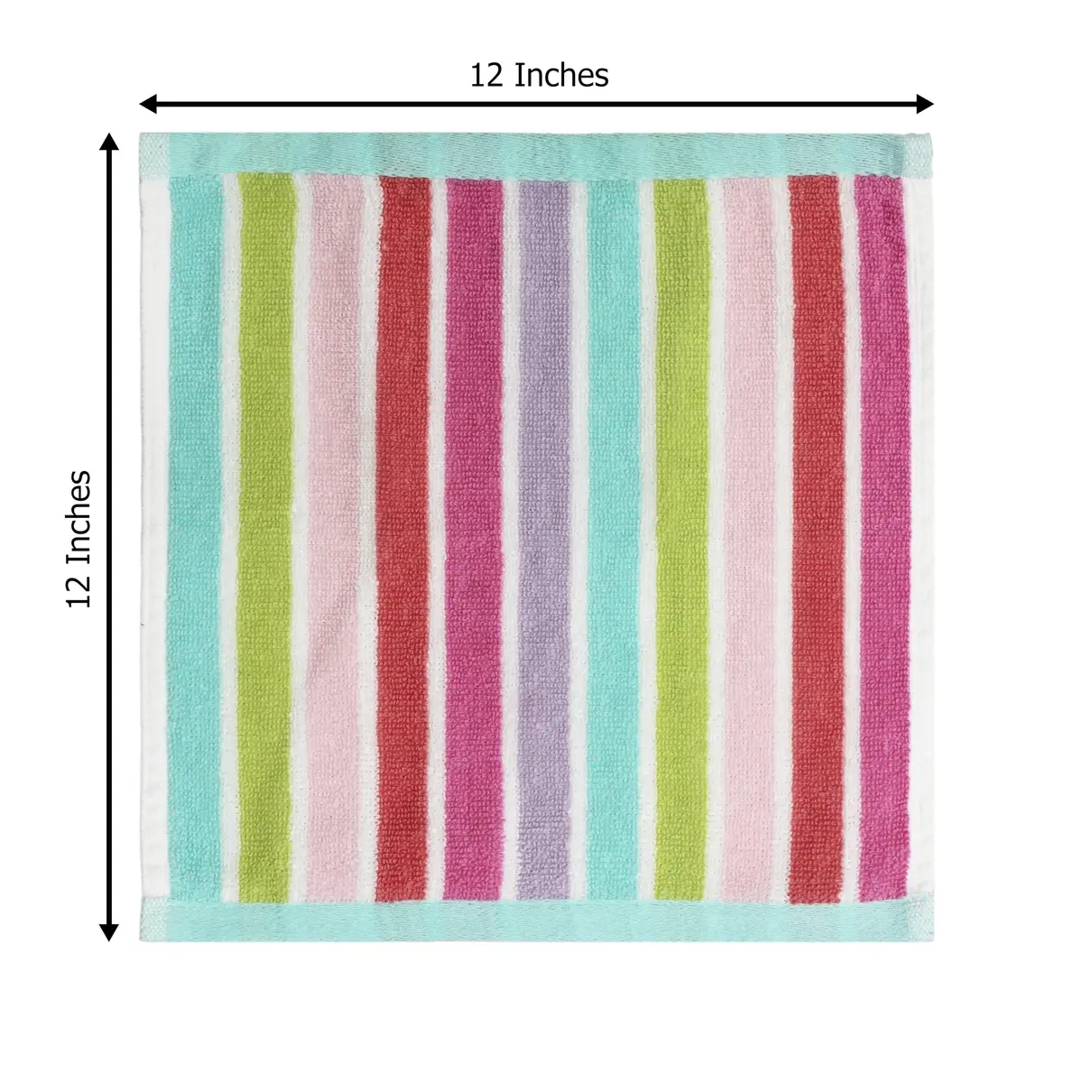 ORIGINAL KIDS 100% Cotton Wash Cloths Set of 12 - Pink Multi Stripe 30x30cm (12x12 Inch) - view 3