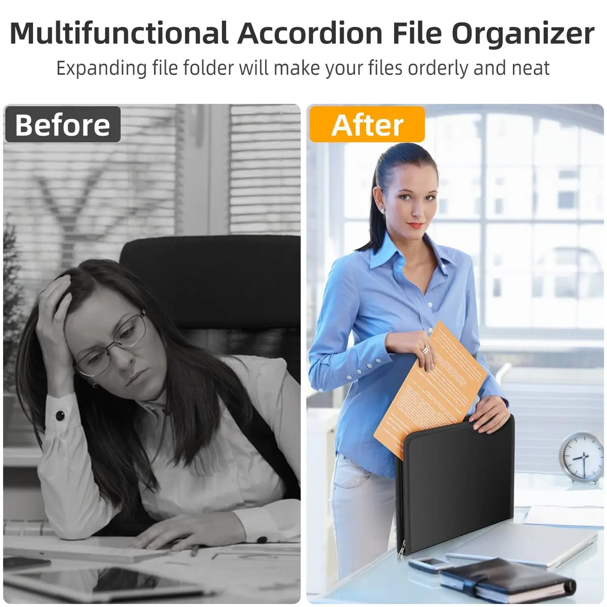 Huolewa Fireproof Accordion File Organizer with 13 Pockets | Waterproof Flame Retardant Document Folder - view 4