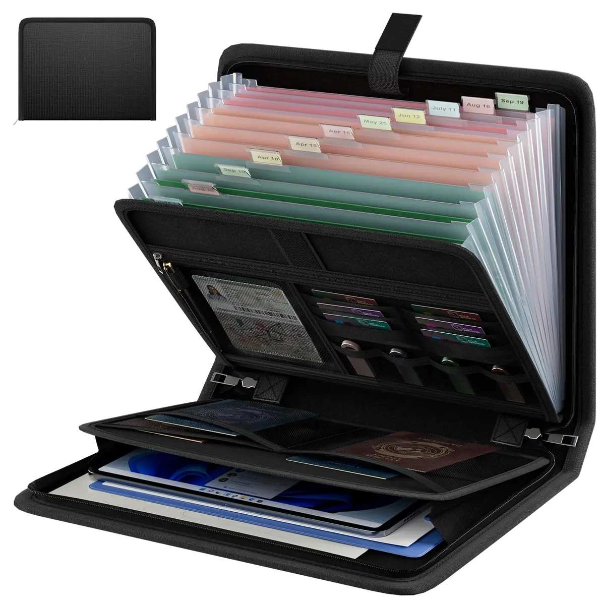 Huolewa Fireproof Accordion File Organizer with 13 Pockets | Waterproof Flame Retardant Document Folder - main product image
