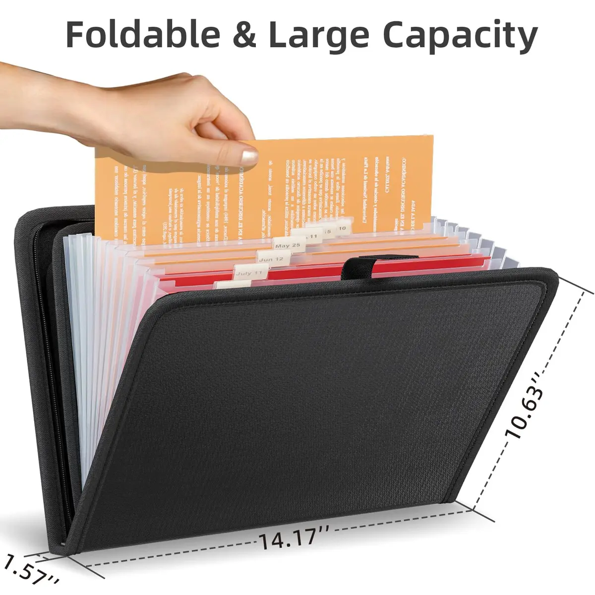 Huolewa Fireproof Accordion File Organizer with 13 Pockets | Waterproof Flame Retardant Document Folder - view 3