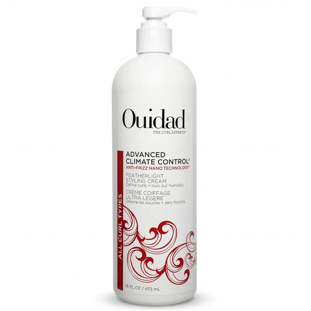 Ouidad Advanced Climate Control Featherlight Styling Cream, 16 Fl Oz | Soft Hold for Curly Hair with Nano Technology - main product image