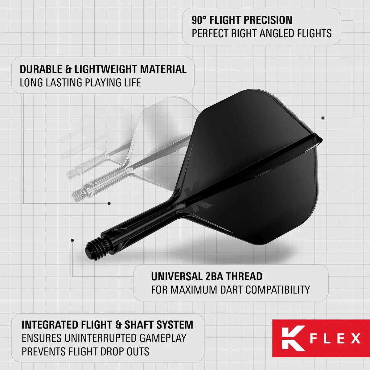 Target Darts K-Flex Integrated Dart Flights and Shafts, No.2 Black (Intermediate) | Pack of 3 Professional Dart Accessories - view 6
