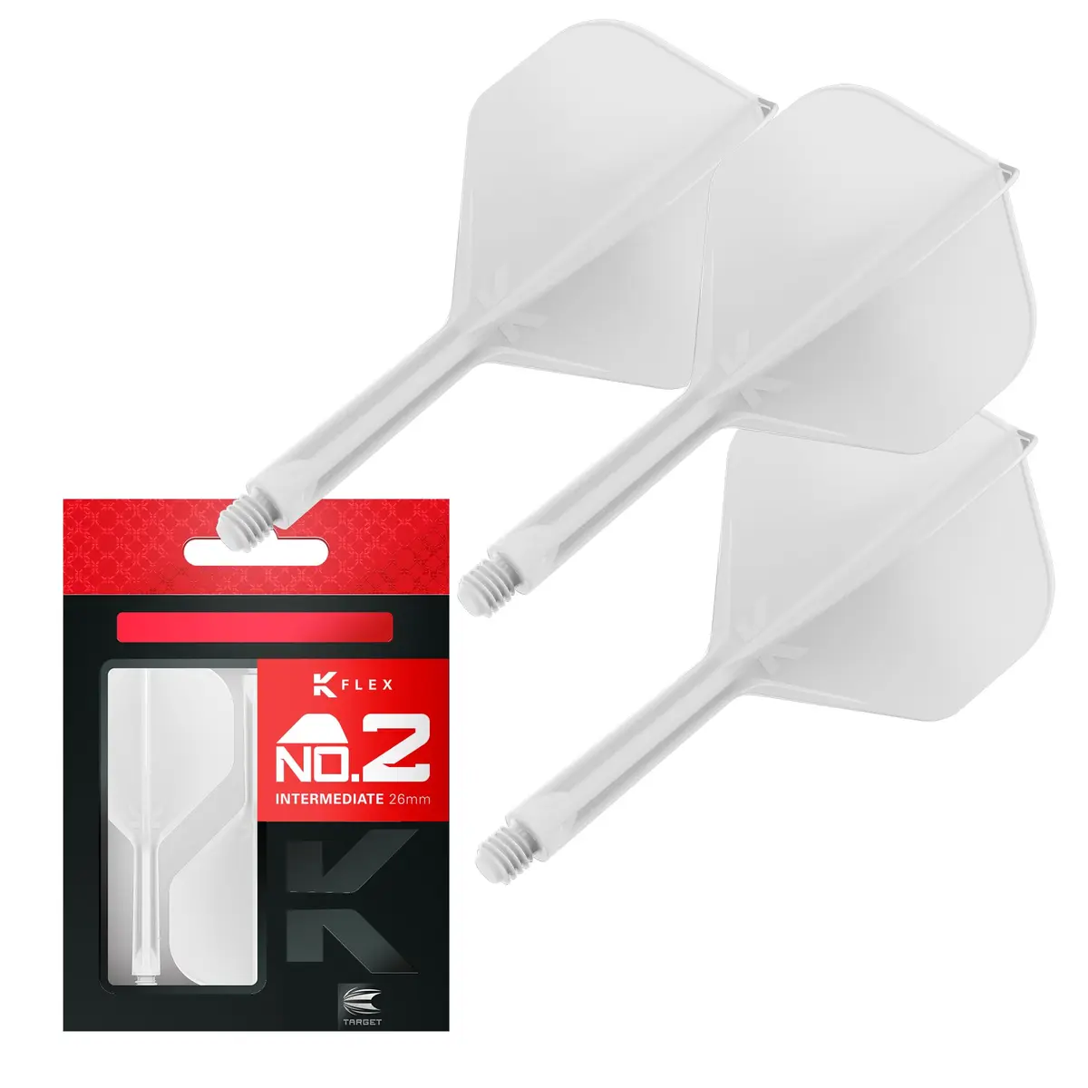 Target Darts K-Flex Integrated Dart Flights and Shafts, Intermediate 26mm (3-Pack) | Professional Dart Accessories for Stable Flight - main product image