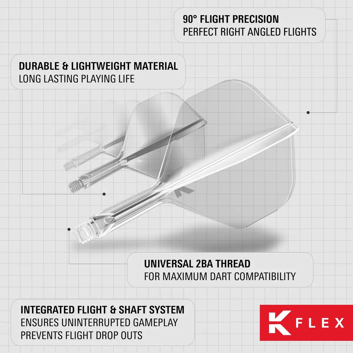 Target Darts K Flex Integrated Dart Flights and Shafts Short Clear No.2 | Pack of 3, 19mm Shafts | Professional Dart Accessories - view 6