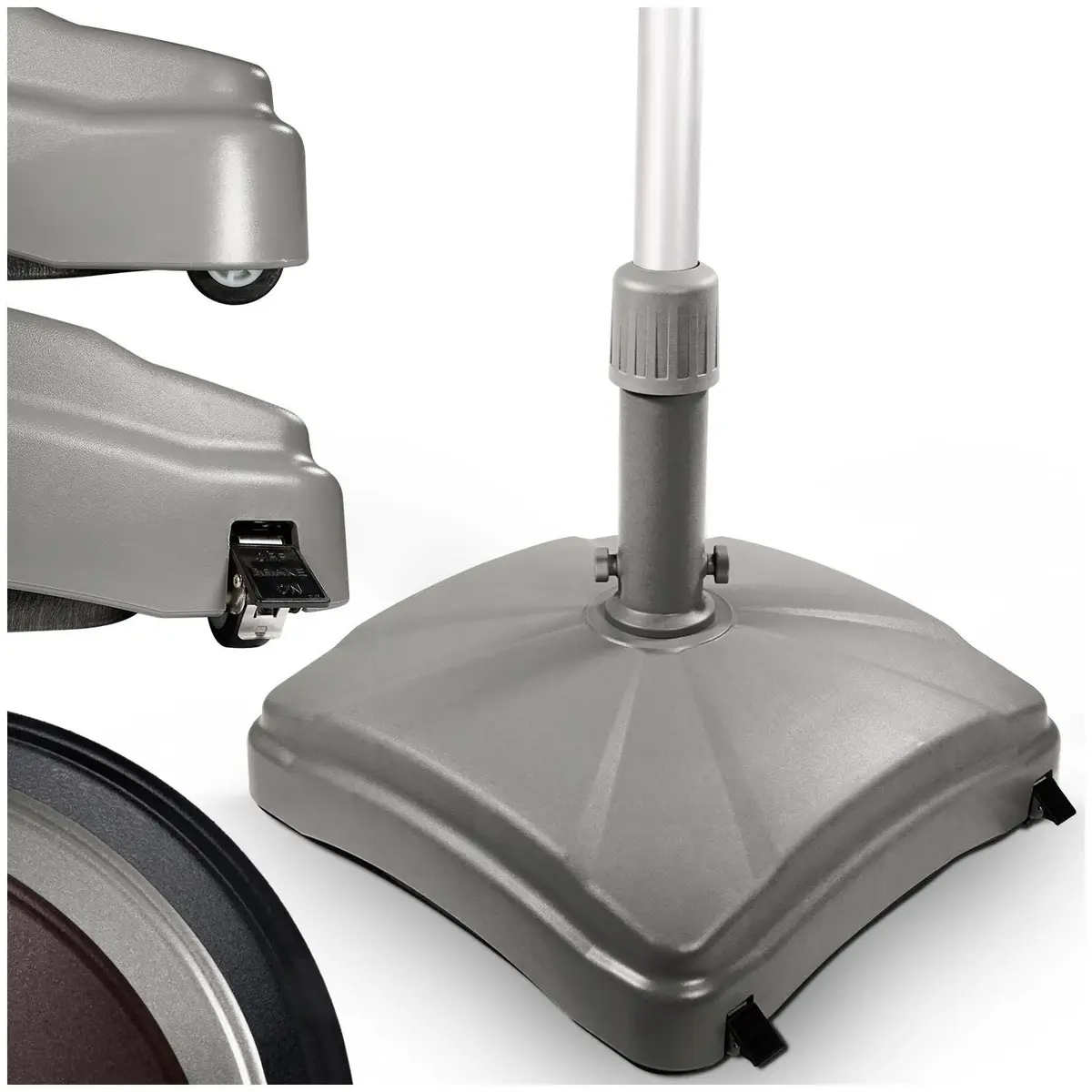 Shademobile Heavy Duty Rolling Umbrella Base with Wheels, Gray | Durable USA-Made Patio Umbrella Support - main product image