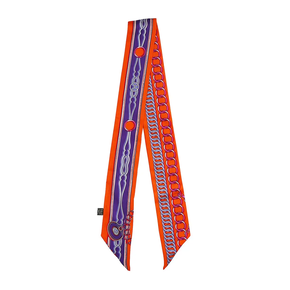 JERLA 100% Mulberry Silk Scarf 88cm x 5cm | Graphic Print Handbag Tie Hair Ribbon - main product image