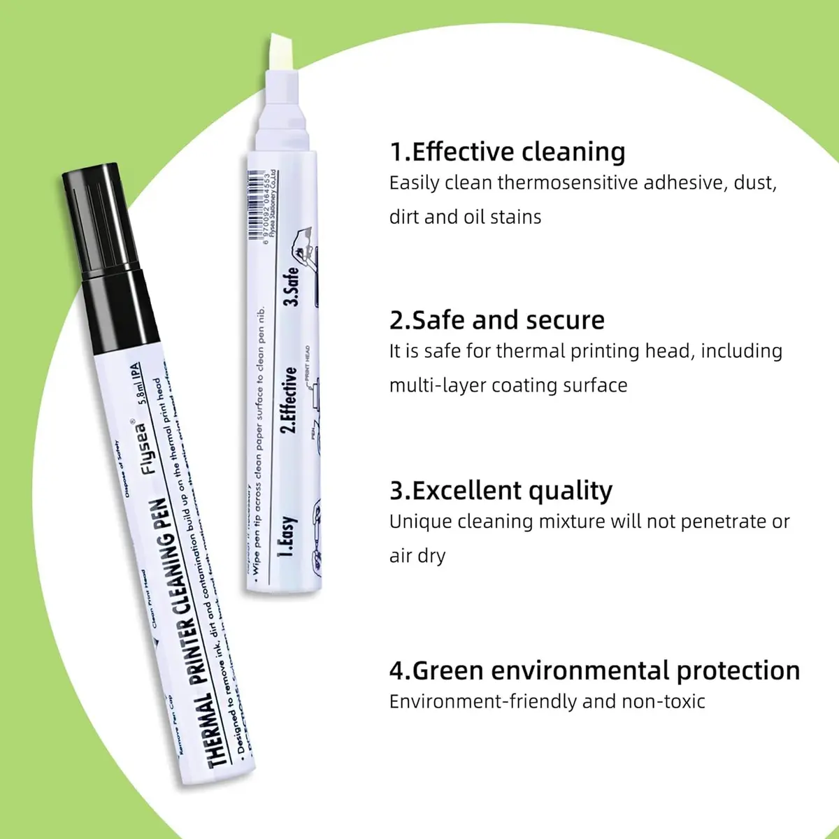 Deftun Thermal Print Head Cleaning Pens 12pcs (0.5in x 0.5in x 5.5in) | For Receipt, Shipping, Label, POS, Card Printers - view 3