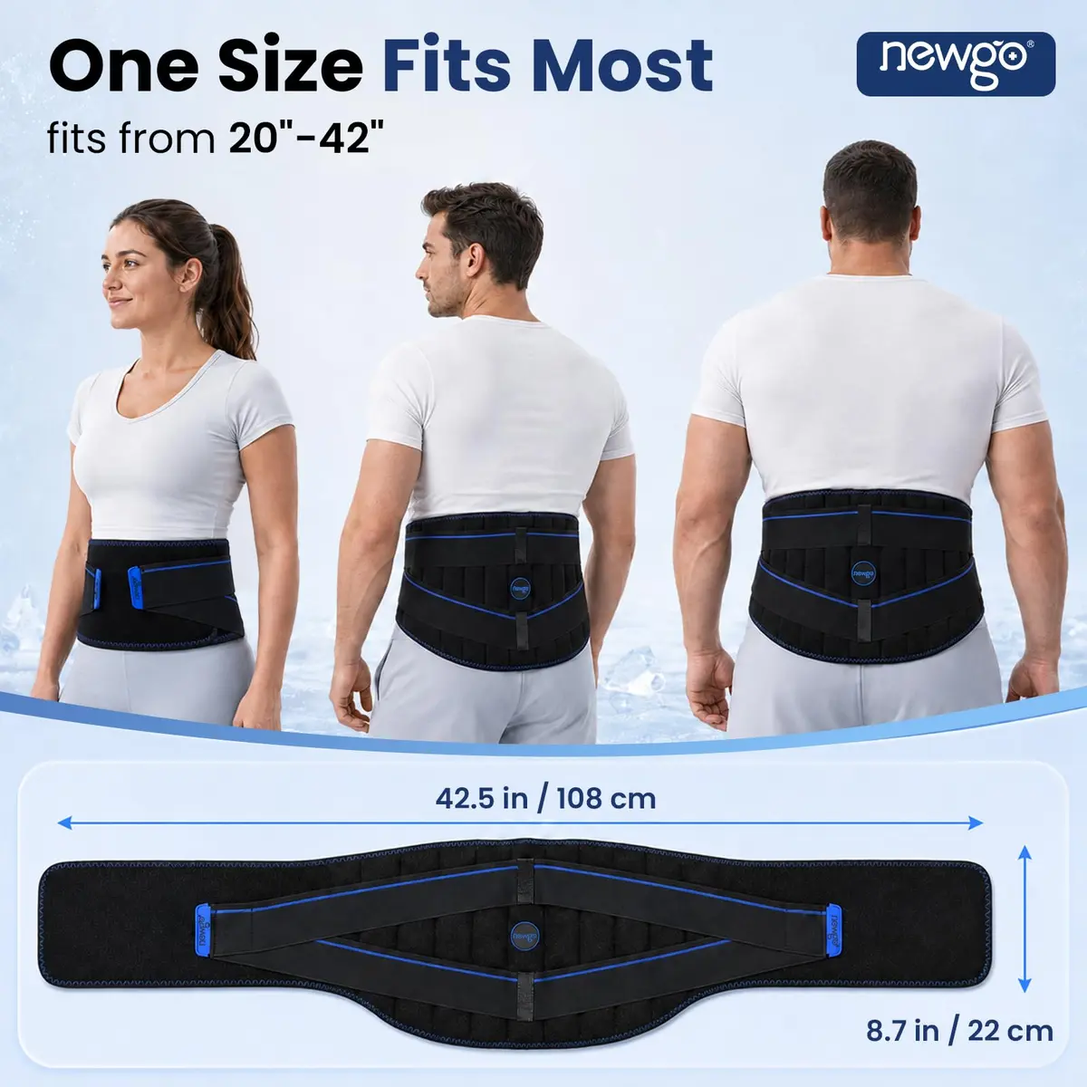 NEWGO Lower Back Ice Pack Wrap with Adjustable Straps, 2 Hours Long-Lasting Cold Therapy | Reusable Gel Pack for Sciatica, Lumbar, Herniated Disc Pain Relief - view 7