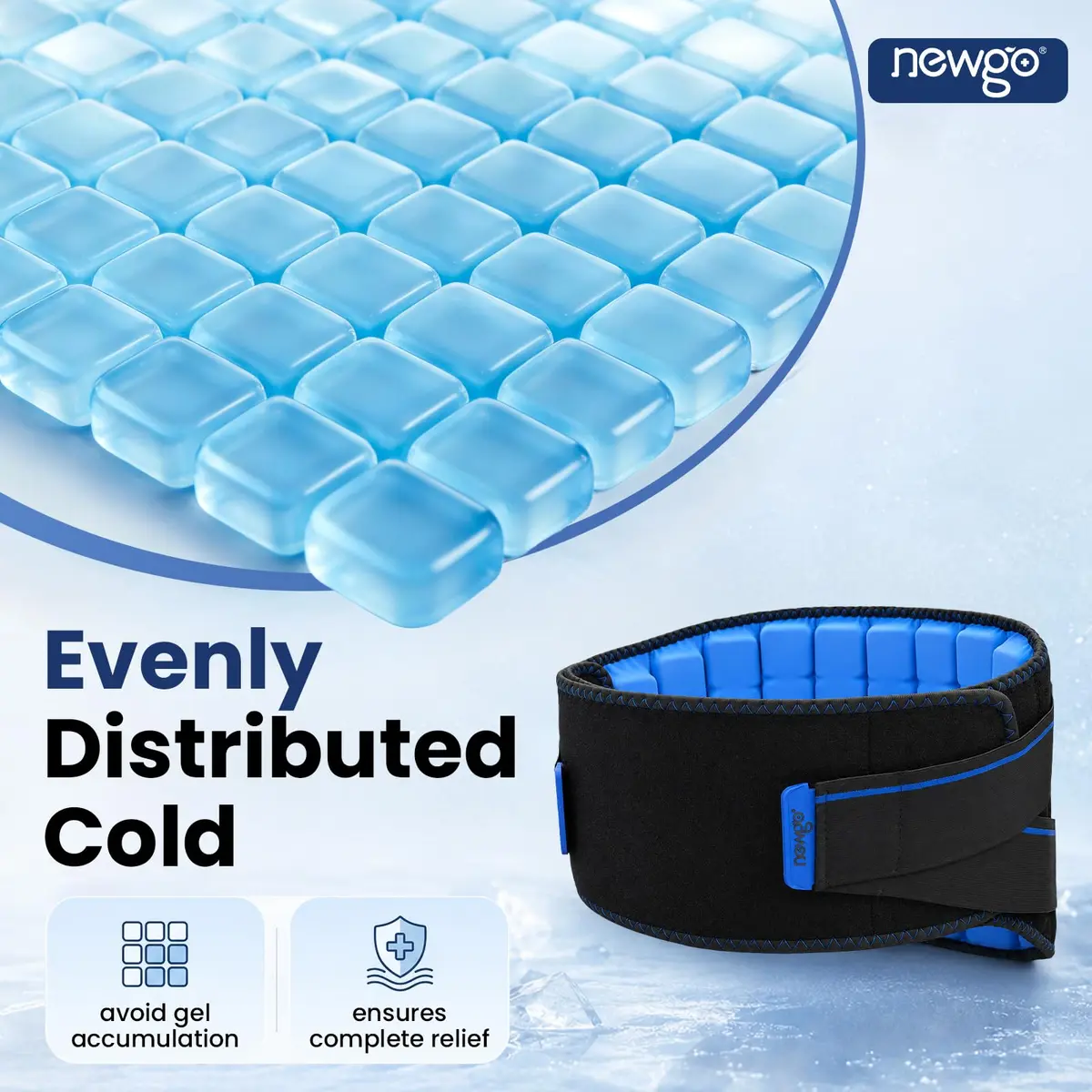 NEWGO Lower Back Ice Pack Wrap with Adjustable Straps, 2 Hours Long-Lasting Cold Therapy | Reusable Gel Pack for Sciatica, Lumbar, Herniated Disc Pain Relief - view 3