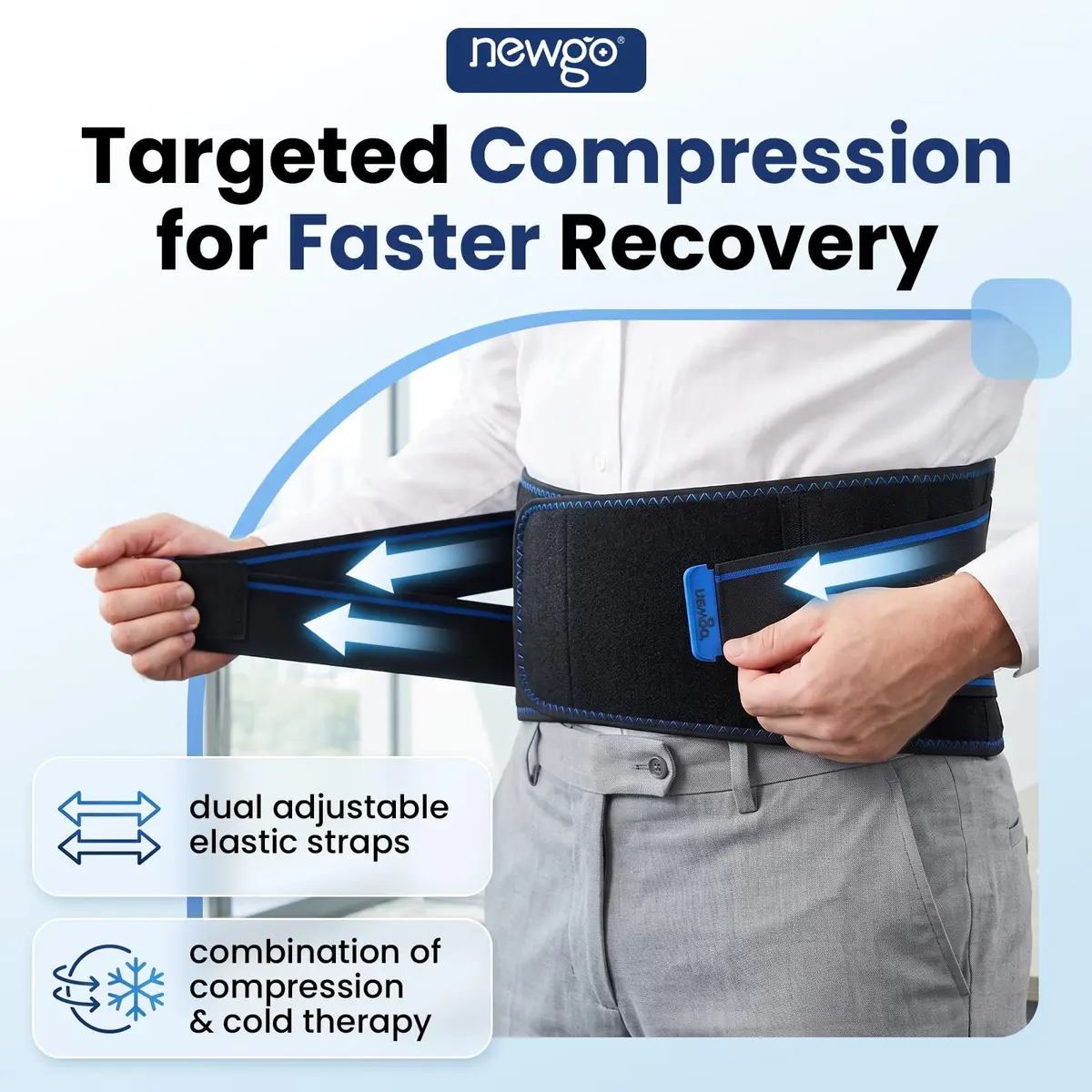 NEWGO Lower Back Ice Pack Wrap with Adjustable Straps, 2 Hours Long-Lasting Cold Therapy | Reusable Gel Pack for Sciatica, Lumbar, Herniated Disc Pain Relief - view 4