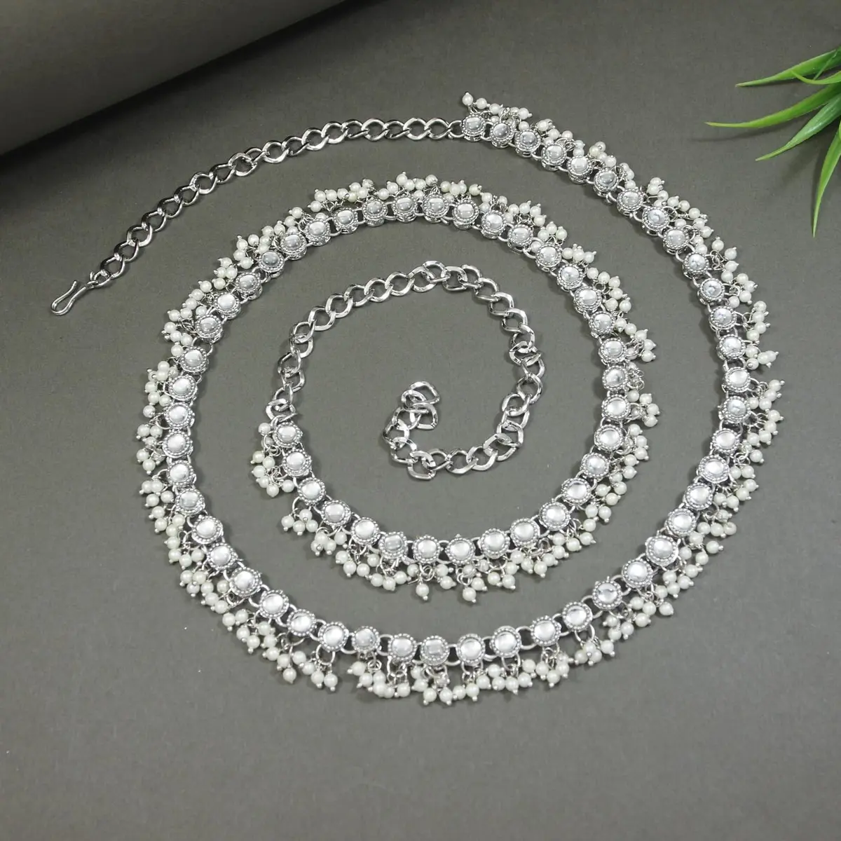 I Jewels Silver Plated Waist Chain for Women | Adjustable Indian Wedding Belly Kamarband - view 3