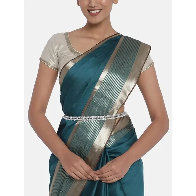 I Jewels Silver Plated Waist Chain for Women | Adjustable Indian Wedding Belly Kamarband - view 4