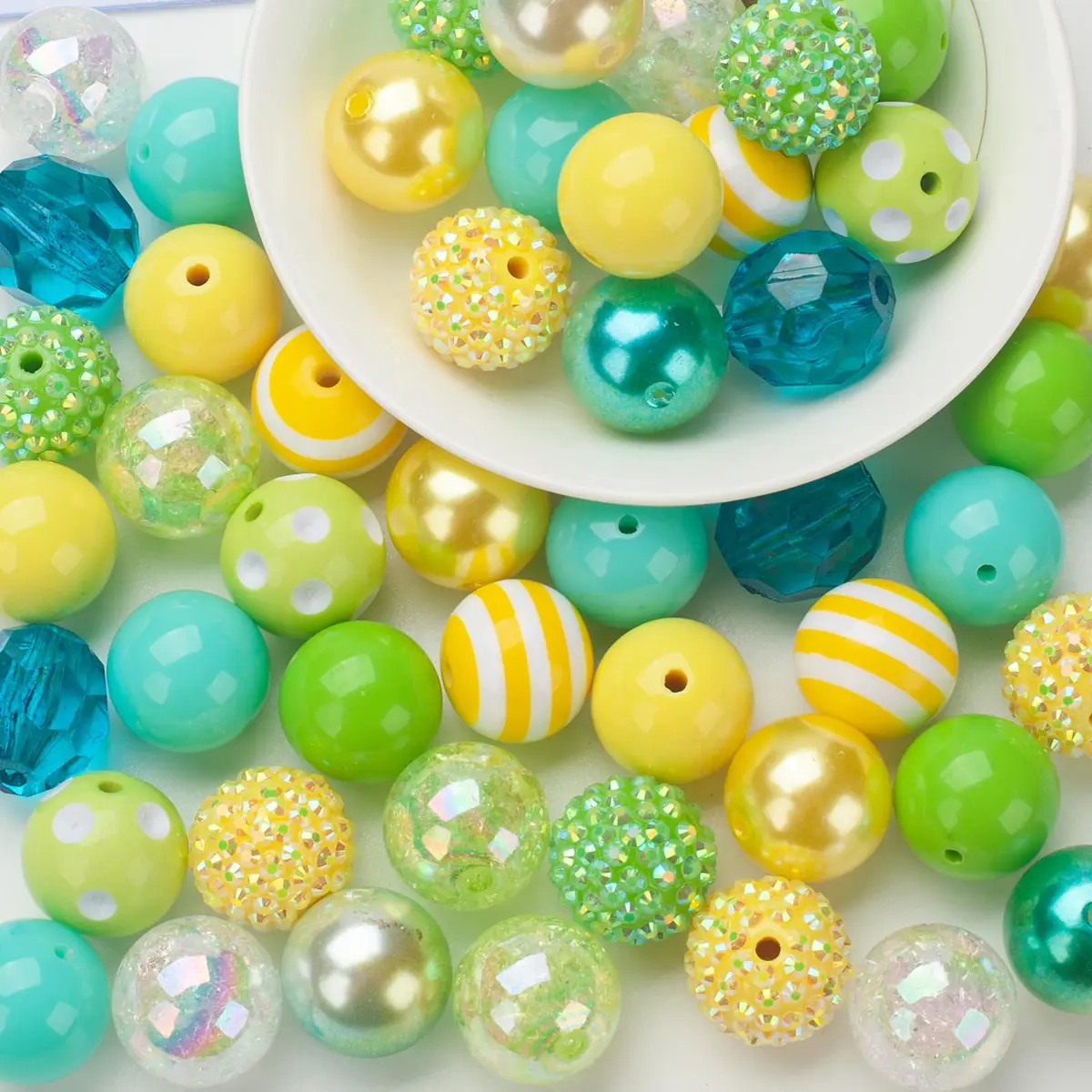 Jeacksy Bubblegum Beads 20mm | Colorful Chunk DIY Pen & Jewelry Craft Beads (20mm, 50pcs) - main product image