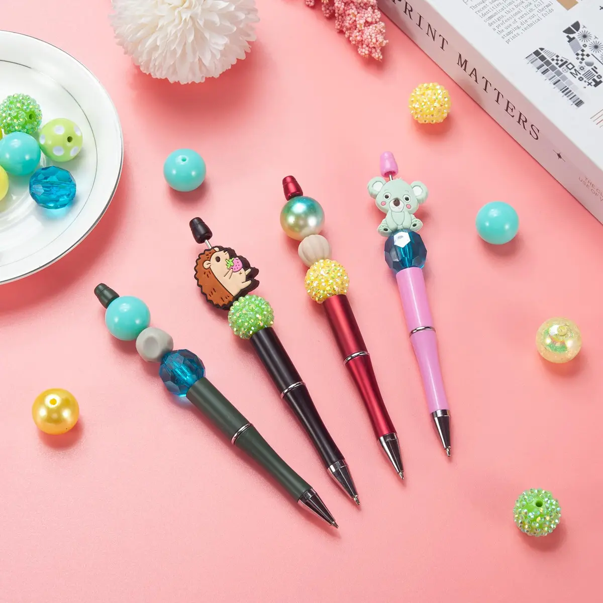 Jeacksy Bubblegum Beads 20mm | Colorful Chunk DIY Pen & Jewelry Craft Beads (20mm, 50pcs) - view 5
