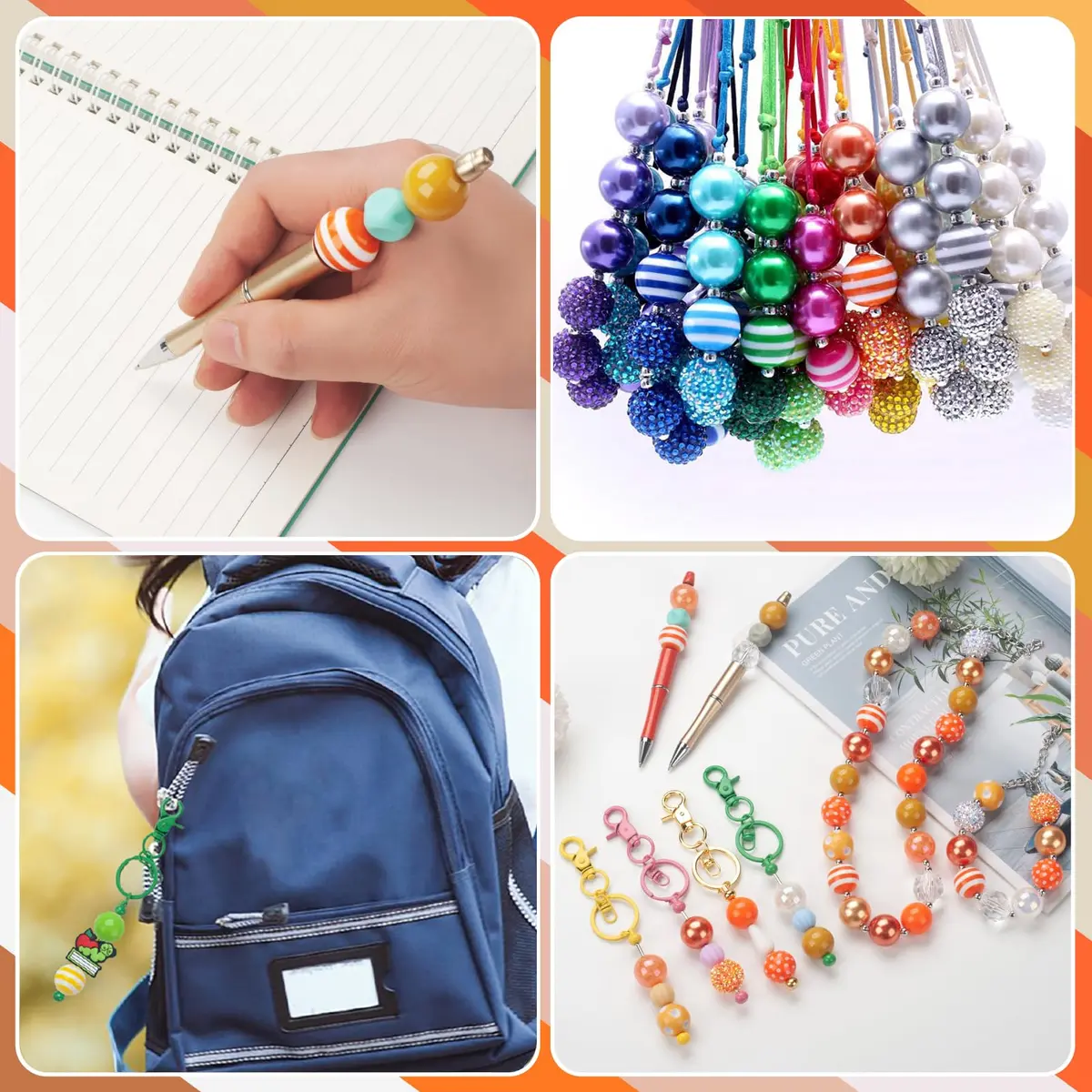 Jeacksy Bubblegum Beads 20mm | Colorful Chunk DIY Pen & Jewelry Craft Beads (20mm, 50pcs) - view 7