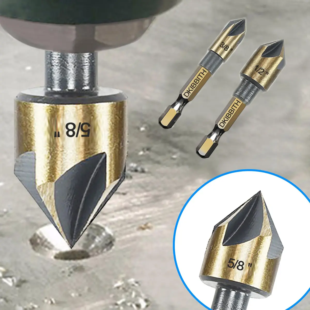 DKIBBITH Countersink Drill Bit Set 5pc 1/4" Hex Shank 82° | Precise, Versatile, Durable - view 6