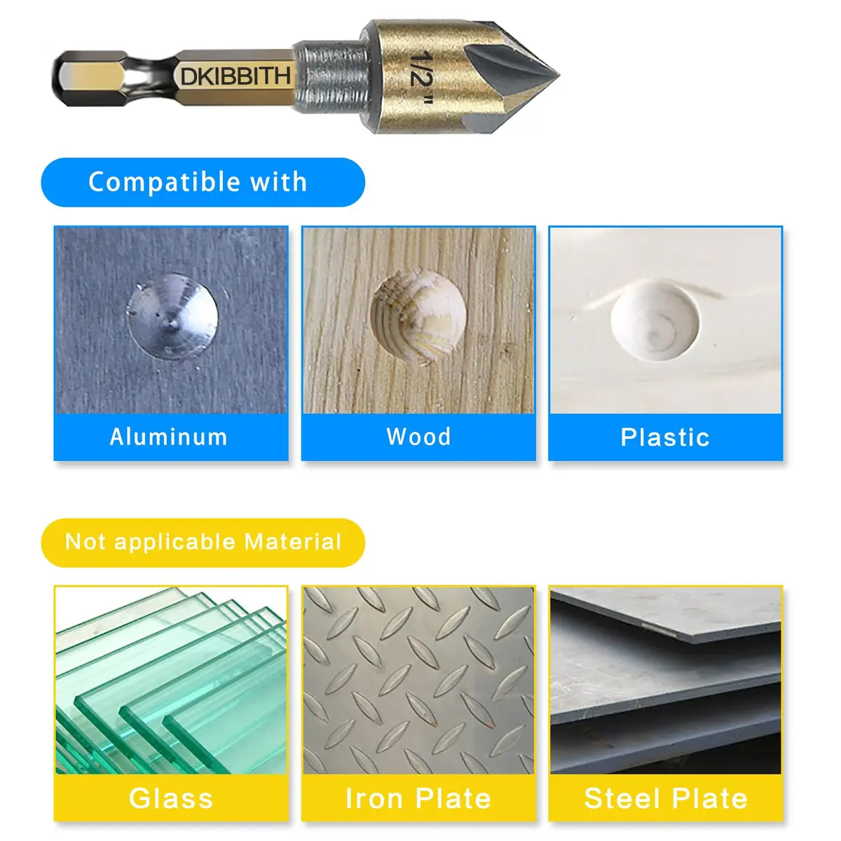 DKIBBITH Countersink Drill Bit Set 5pc 1/4" Hex Shank 82° | Precise, Versatile, Durable - view 4