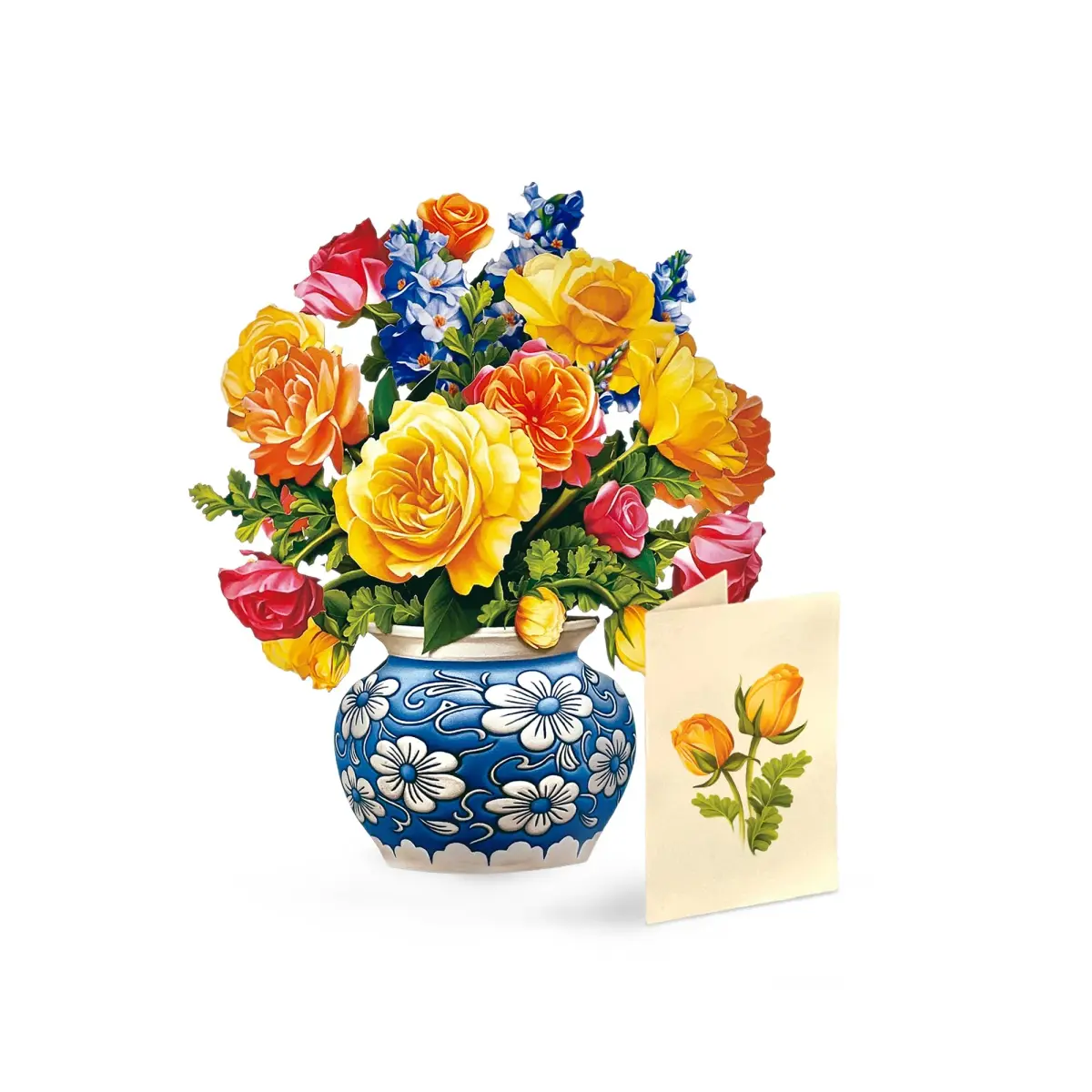 Freshcut Paper Mini Sorbet Roses 5.5” 3D Pop Up Card | Birthday, Thank You, Anniversary, Gifts for Mom, Her | Includes Notecard & Envelope - main product image