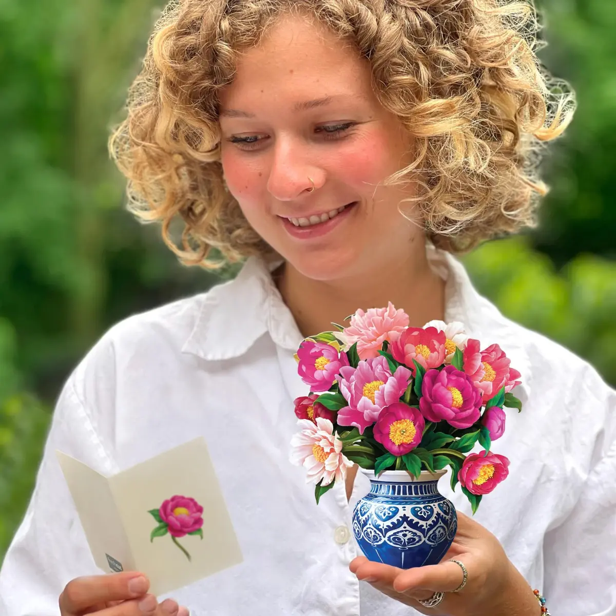 Freshcut Paper Mini Peony Paradise 3D Pop Up Card 5.5 Inch | Birthday, Mother's Day, Thank You Gift - view 2
