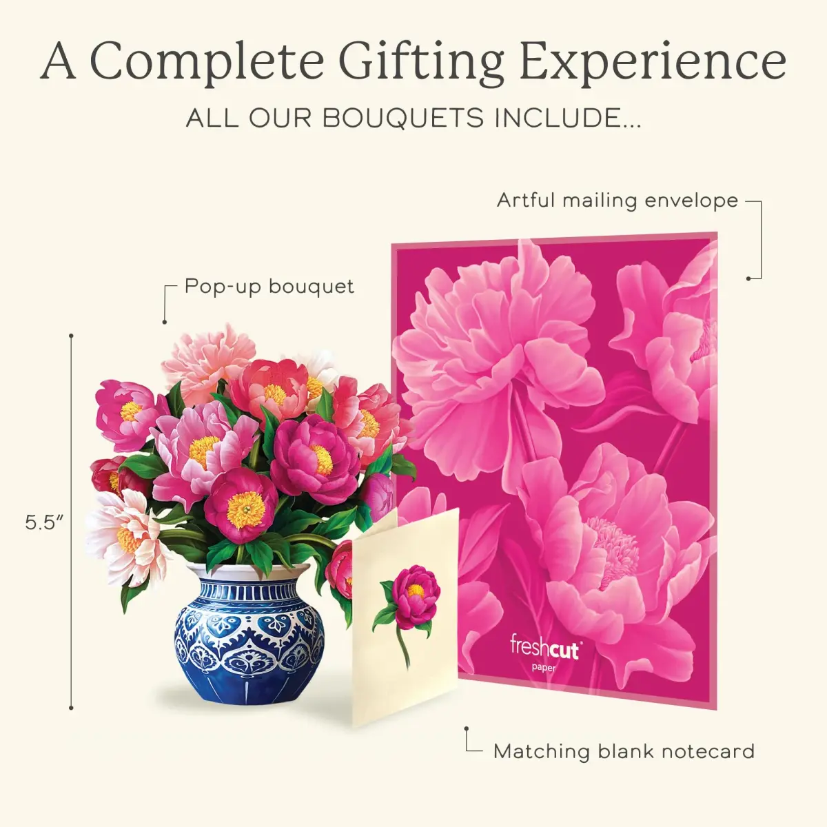 Freshcut Paper Mini Peony Paradise 3D Pop Up Card 5.5 Inch | Birthday, Mother's Day, Thank You Gift - view 4