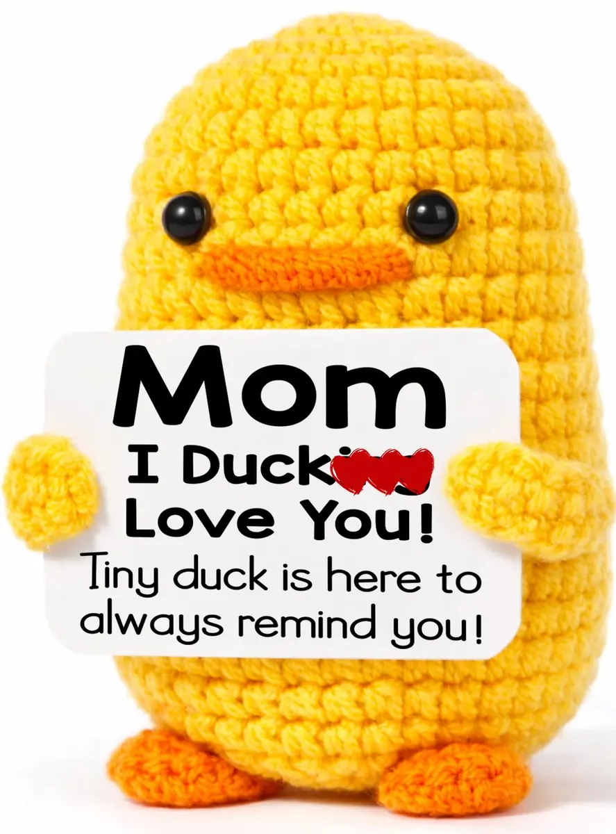 MBL "I Duck Love Mom" Crochet Duck Plush Figure 8 cm (3.14 in) | ASTM-Tested Educational Toy - main product image