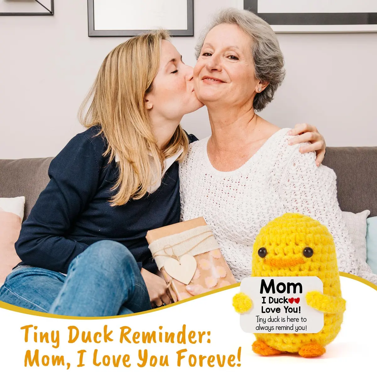 MBL "I Duck Love Mom" Crochet Duck Plush Figure 8 cm (3.14 in) | ASTM-Tested Educational Toy - view 5