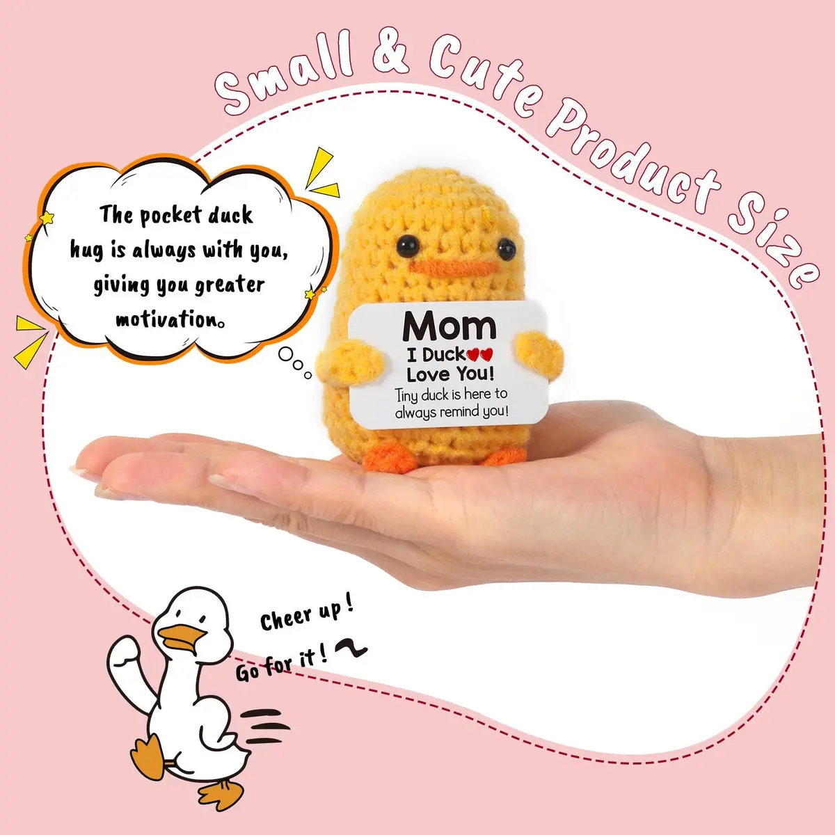MBL "I Duck Love Mom" Crochet Duck Plush Figure 8 cm (3.14 in) | ASTM-Tested Educational Toy - view 2