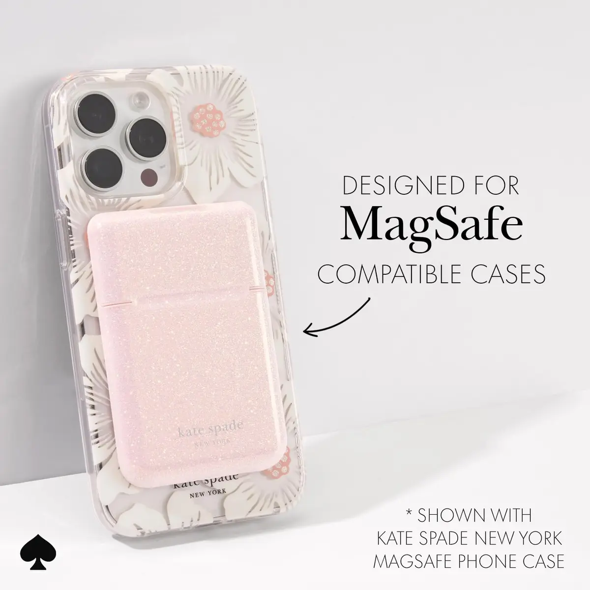 kate spade new york Flip Magnetic Card Holder/Wallet - That Sparkle Pink | Magnetic Flip Wallet for MagSafe Devices - view 6