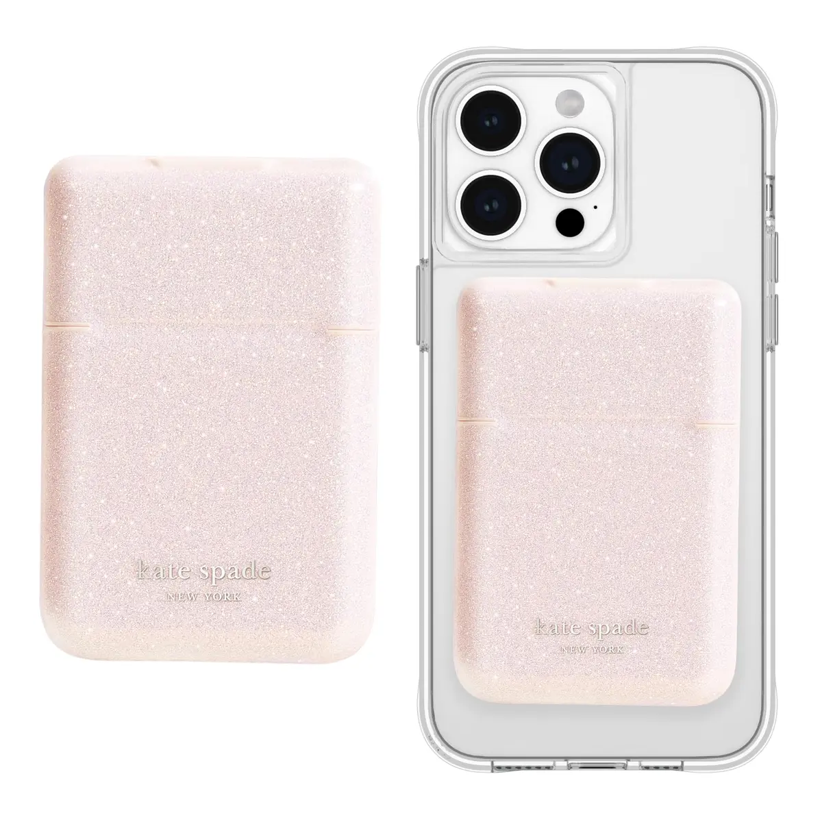 kate spade new york Flip Magnetic Card Holder/Wallet - That Sparkle Pink | Magnetic Flip Wallet for MagSafe Devices - main product image