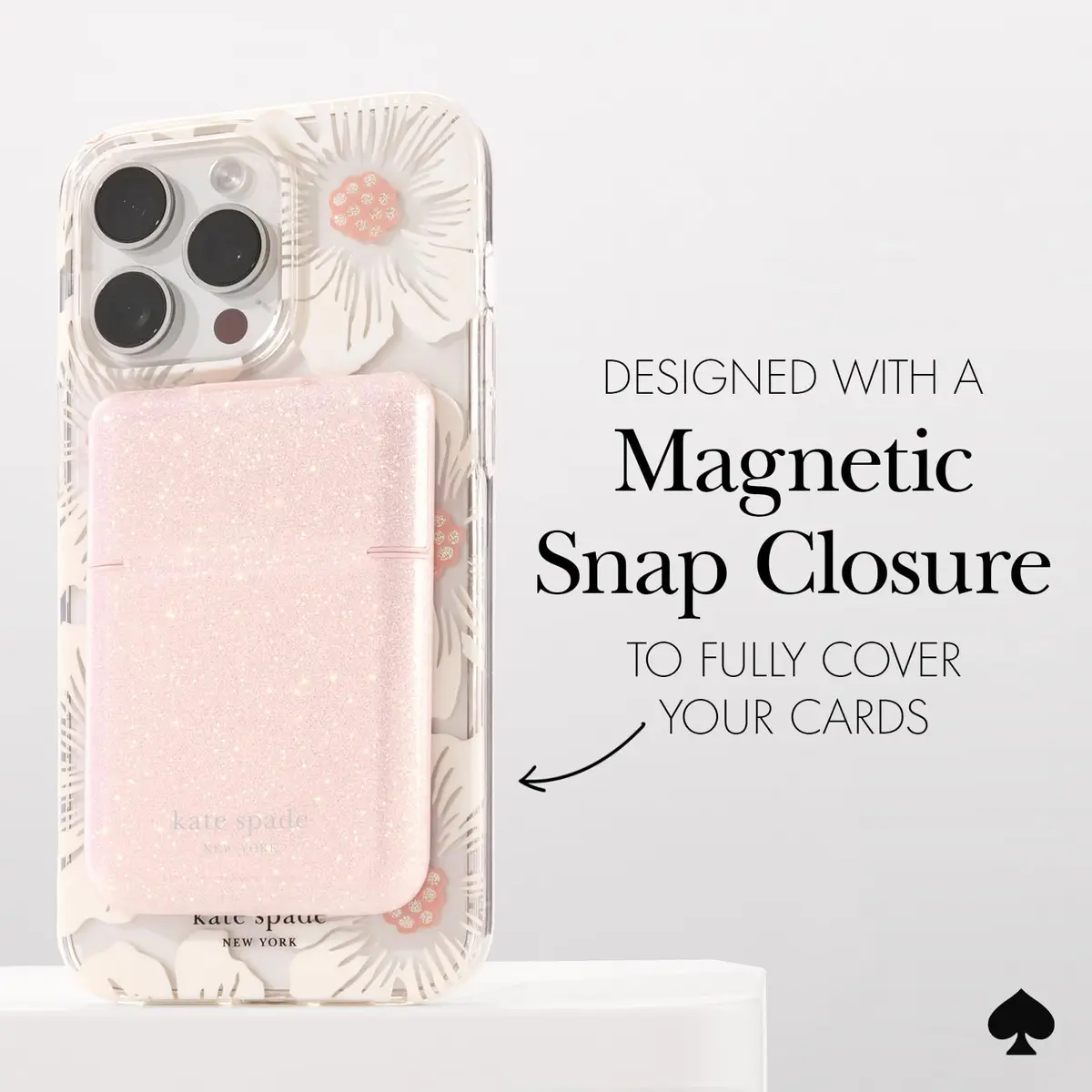kate spade new york Flip Magnetic Card Holder/Wallet - That Sparkle Pink | Magnetic Flip Wallet for MagSafe Devices - view 3