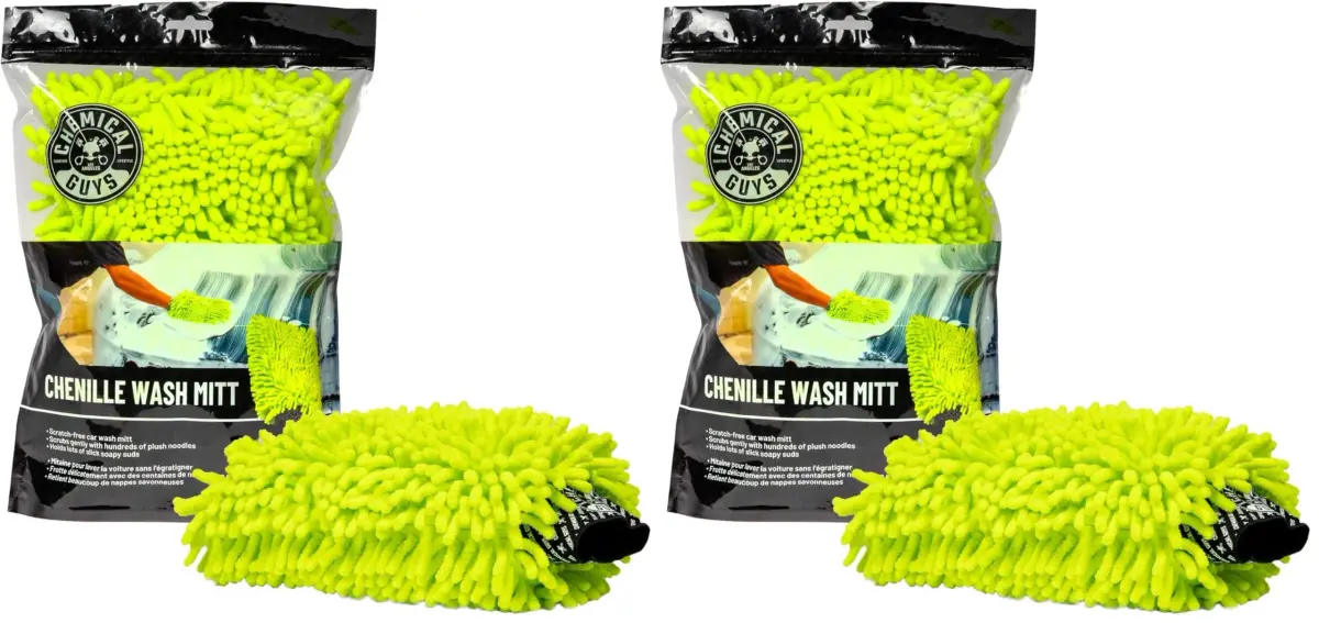 Chemical Guys MIC493 Chenille Microfiber Wash Mitt (Pack of 2, Lime Green) | Scratch-Free Car Washing - main product image
