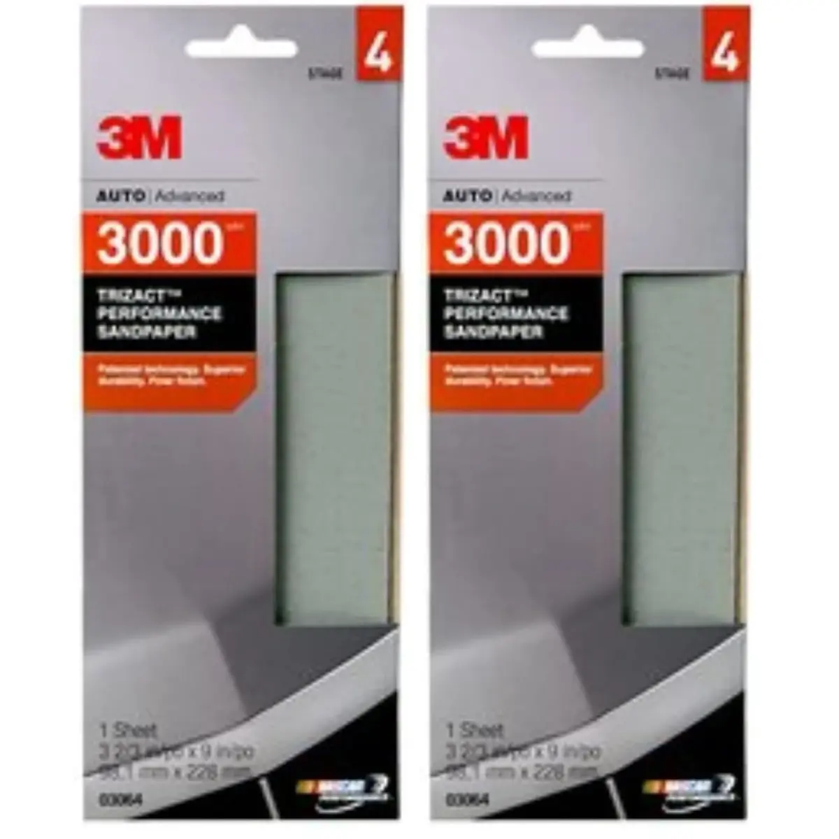 3M Performance 3000 Grit Sandpaper Sheet 8.98 in x 3.66 in (2-Pack) | Polishes Clear Coats for Refined Finishes - main product image