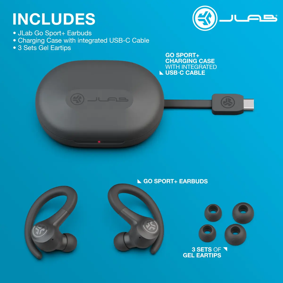 JLab Go Sport+ True Wireless Earbuds | 9+H Playtime, Sweat-Resistant, Bluetooth Sport Headphones - view 4