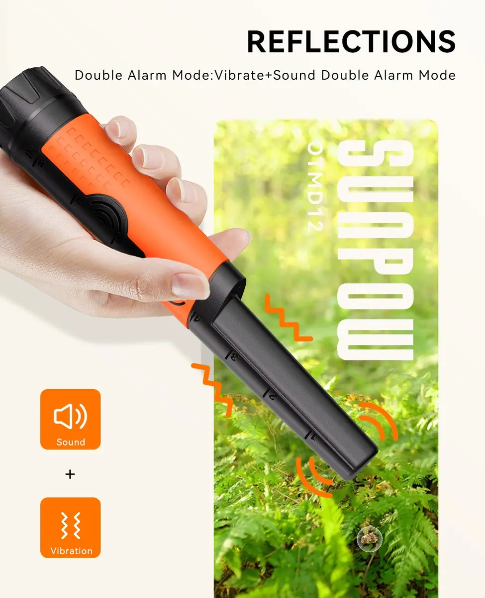 SUNPOW Metal Detector Pinpointer Waterproof Handheld Wand 3.5-inch Depth | 360° Detection for Treasure Hunting - view 3