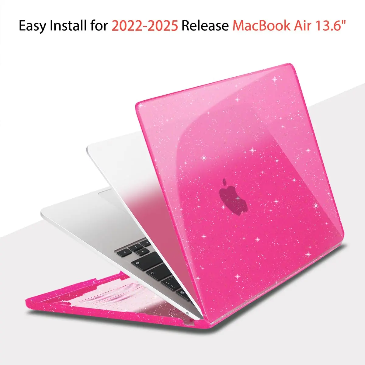 Teryeefi Glitter Hard Case for MacBook Air 13.6 inch M2/M3/M4/M5 Chip (2022-2026) with Keyboard Cover & Screen Protector | Sparkly Rose Pink - view 5